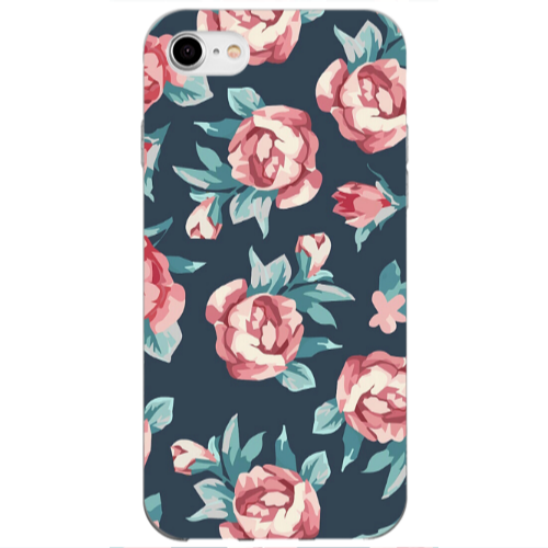Apple iPhone SE 2020 Purple roses Transparent Silicone TPU Θήκη