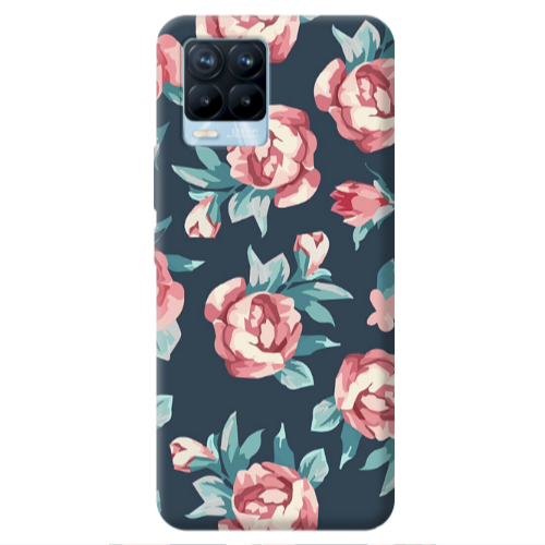 Realme 8 Pro Purple roses Transparent Silicone TPU Θήκη