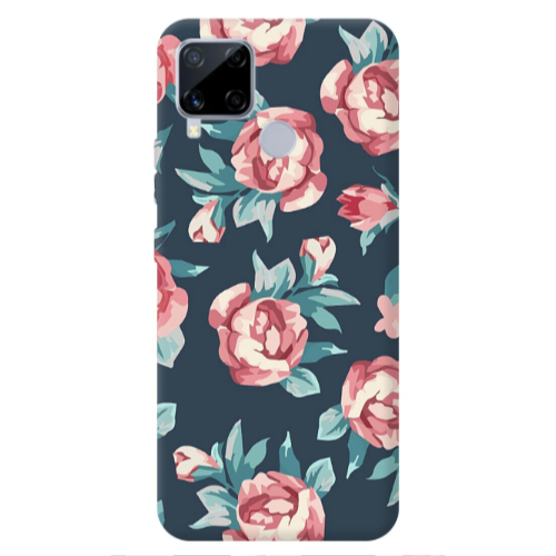 Realme C25S Purple roses Transparent Silicone TPU Θήκη