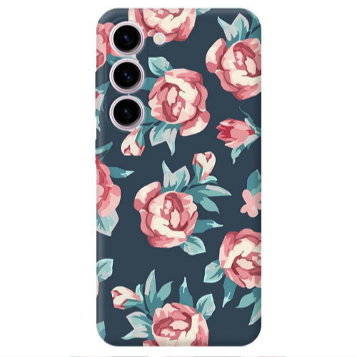 Samsung S23 Purple roses Transparent Silicone TPU Θήκη