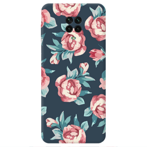 Xiaomi Redmi Note 9S Purple roses Transparent Silicone TPU Θήκη