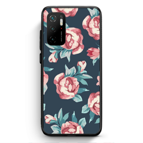 Xiaomi Poco M3 Pro Purple roses Black Glossy Θήκη