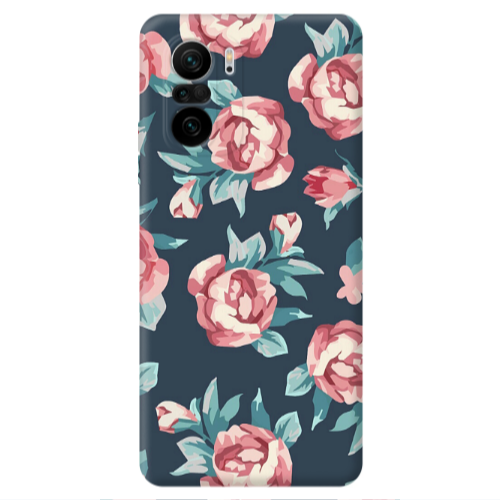 Xiaomi Poco F3 Purple roses Transparent Silicone TPU Θήκη