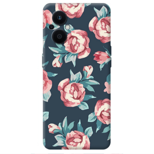 Oppo Reno 7 Lite Purple roses Transparent Silicone TPU Θήκη