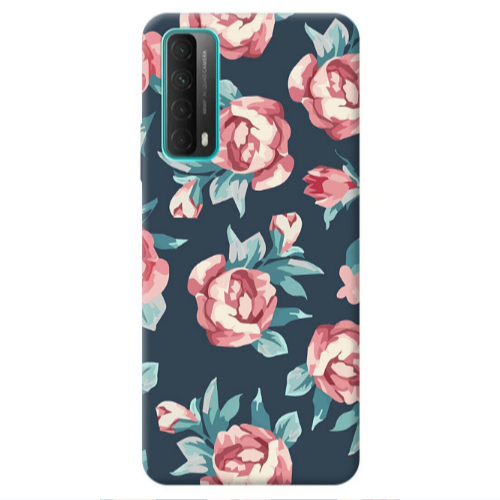 Huawei P Smart 2021 Purple roses Transparent Silicone TPU Θήκη