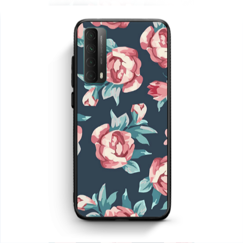 Huawei P Smart 2021 Purple roses Black Glossy Θήκη