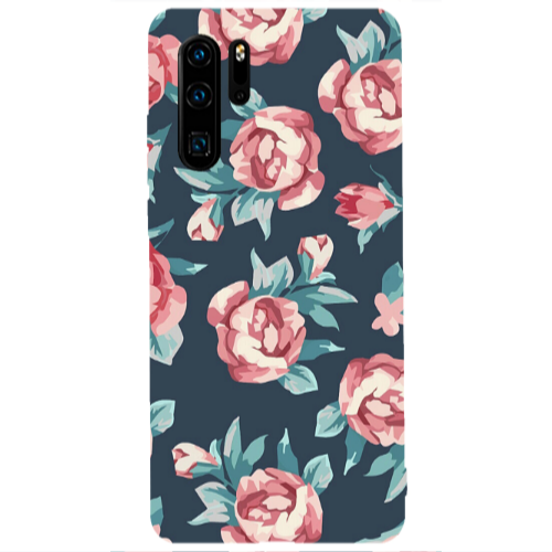 Huawei P30 Pro Purple roses Transparent Silicone TPU Θήκη
