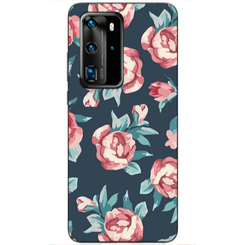 Huawei P40 Pro Purple roses Transparent Silicone TPU Θήκη