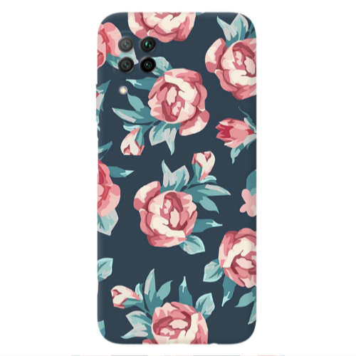 Huawei P40 Lite Purple roses Transparent Silicone TPU Θήκη
