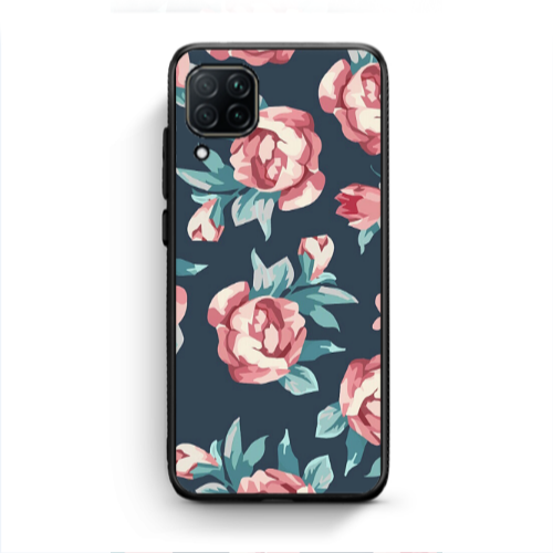Huawei P40 Lite Purple roses Black Glossy Θήκη