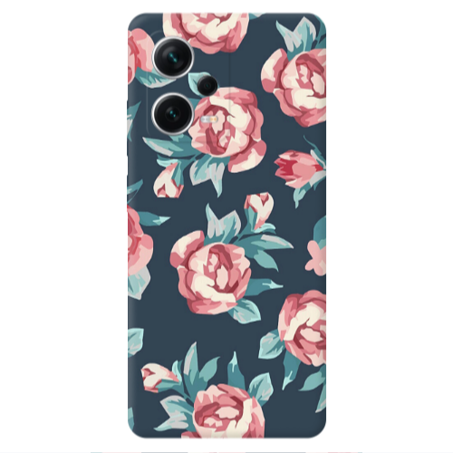 Xiaomi Redmi Note 12 5G Purple roses Transparent Silicone TPU Θήκη