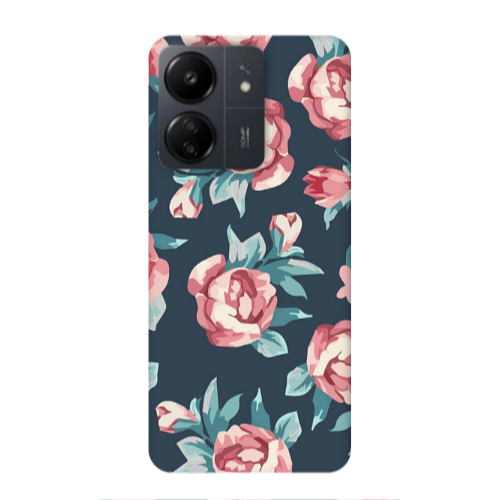Xiaomi Redmi 13C Purple roses Transparent Silicone TPU Θήκη