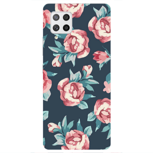 Samsung A42 5G Purple roses Transparent Silicone TPU Θήκη
