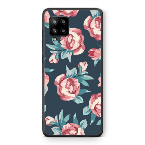 Samsung A42 5G Purple roses Black Glossy Θήκη