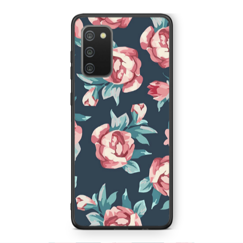 Samsung A02s Purple roses Black Glossy Θήκη