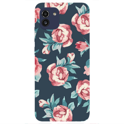 Samsung A03 Purple roses Transparent Silicone TPU Θήκη