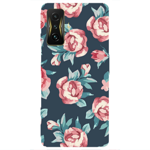Xiaomi Poco F4 Gt Purple roses Transparent Silicone TPU Θήκη