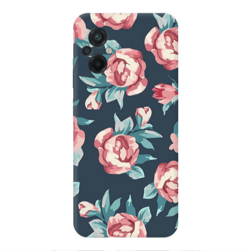 Xiaomi Poco M5 Purple roses Transparent Silicone TPU Θήκη