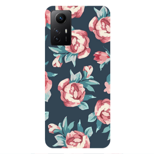 Xiaomi Redmi Note 12s Purple roses Transparent Silicone TPU Θήκη