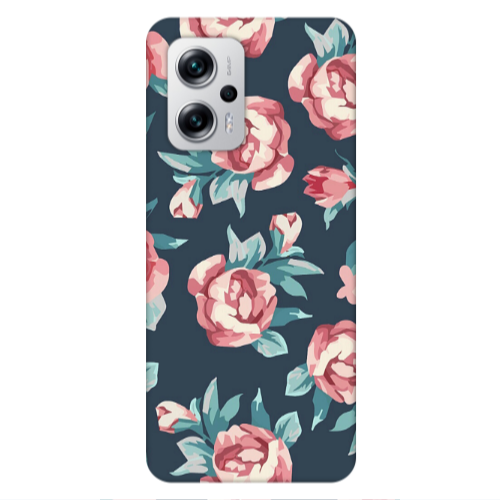 Xiaomi Poco X4 GT Purple roses Transparent Silicone TPU Θήκη