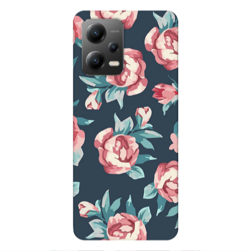 Xiaomi Poco X5 Purple roses Transparent Silicone TPU Θήκη