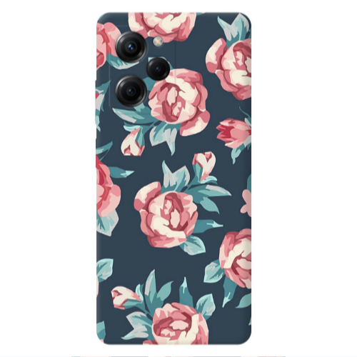 Xiaomi Poco X5 Pro Purple roses Transparent Silicone TPU Θήκη