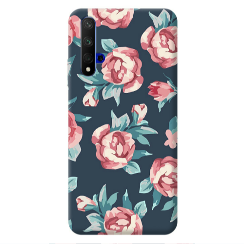 Huawei Nova 5 T Purple roses Transparent Silicone TPU Θήκη