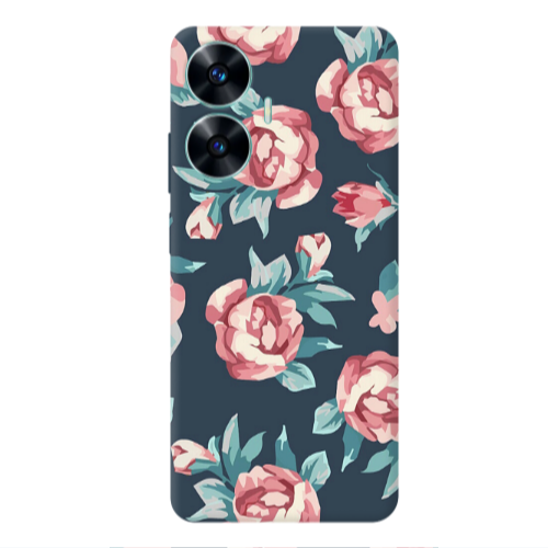 Realme C55 Purple roses Transparent Silicone TPU Θήκη