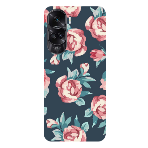 Honor 90 Lite 5G Purple roses Transparent Silicone TPU Θήκη