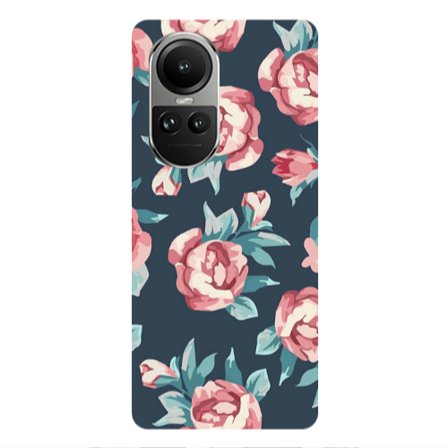Oppo Reno10 5G Purple roses Transparent Silicone TPU Θήκη