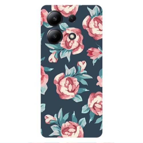 Xiaomi Redmi Note 13 4G Purple roses Transparent Silicone TPU Θήκη