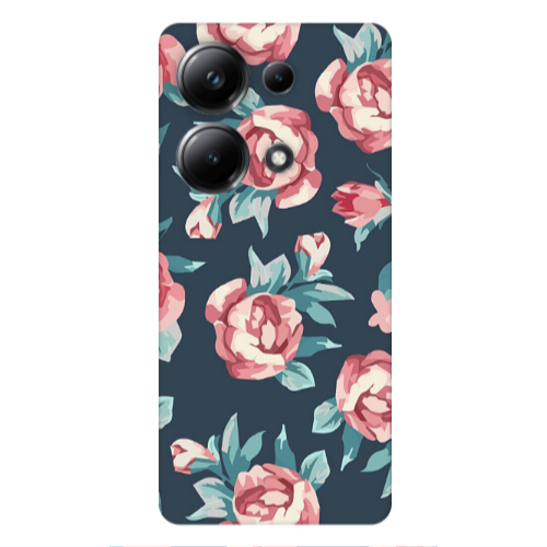 Xiaomi Poco M6 Pro 4G Purple roses Transparent Silicone TPU Θήκη