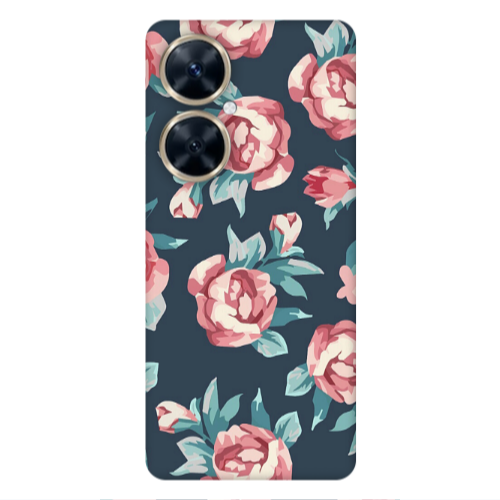 Huawei Nova 11i Purple roses Transparent Silicone TPU Θήκη
