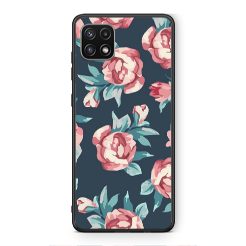 Samsung A22 5G Purple roses Black Glossy Θήκη