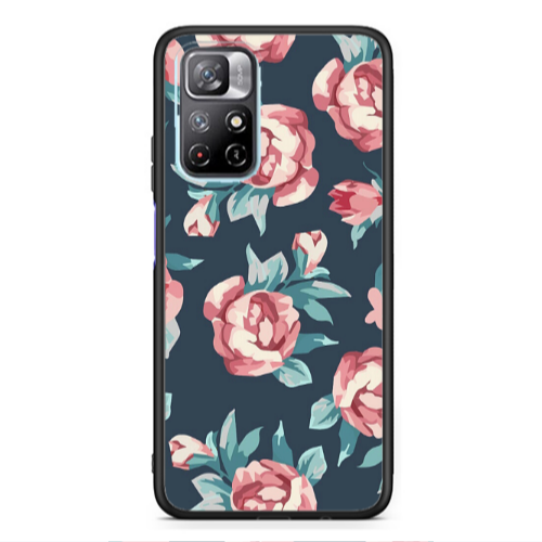 Xiaomi Poco M4 Pro 5G Purple roses Black Glossy Θήκη