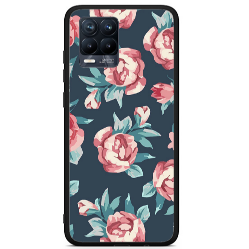 Realme 8 i Purple roses Black Glossy Θήκη