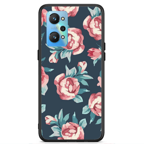 Realme Gt Neo 2 Purple roses Black Glossy Θήκη