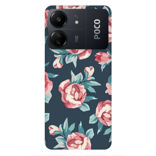 Xiaomi Poco C65 Purple roses Transparent Silicone TPU Θήκη