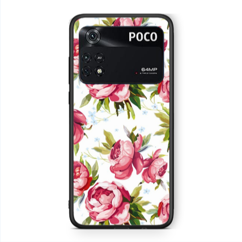 Xiaomi Poco M4 Pro 4G Roses and laves Black Glossy Θήκη