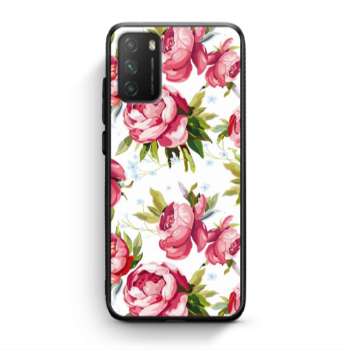 Xiaomi Poco M3 Roses and laves Black Glossy Θήκη
