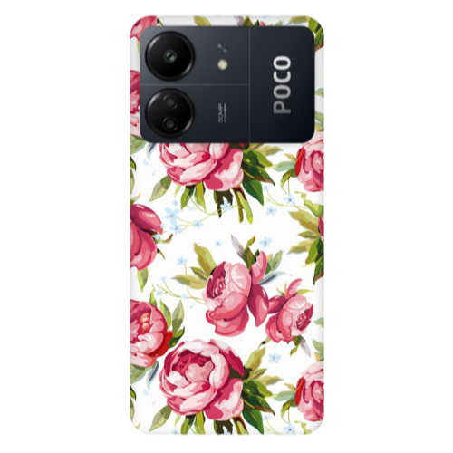 Xiaomi Poco C65 Roses and laves Transparent Silicone TPU Θήκη