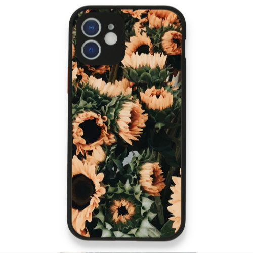 Apple iPhone 12 Sunflowers Black Glossy Θήκη