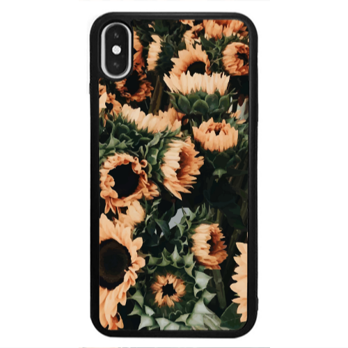 Apple iPhone Xs Sunflowers Black Glossy Θήκη