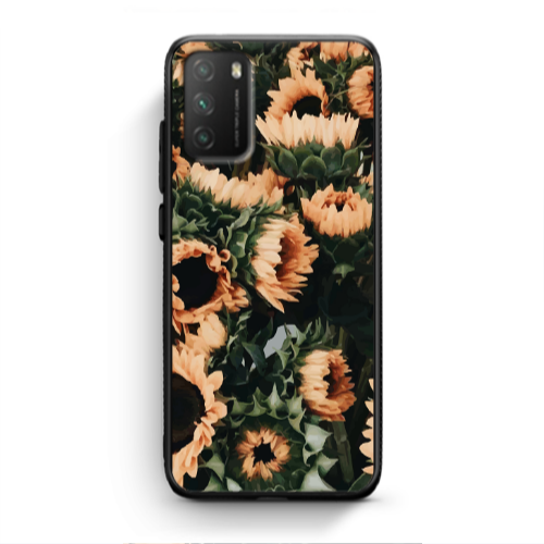 Xiaomi Poco M3 Sunflowers Black Glossy Θήκη