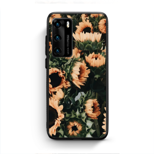 Huawei P40 Sunflowers Black Glossy Θήκη