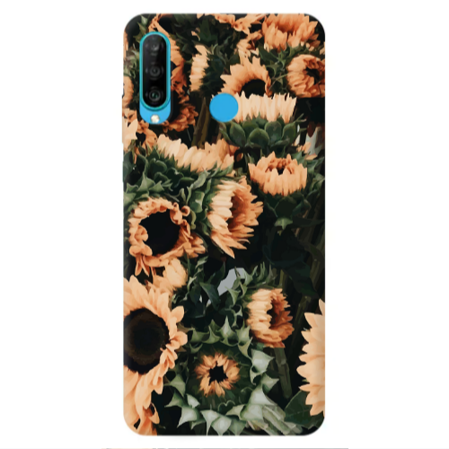 Huawei P30 Lite Sunflowers Transparent Silicone TPU Θήκη