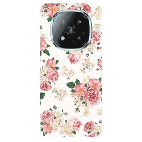 Xiaomi Redmi Note 14 Pro + 5g Pink Flowers 2 Transparent Silicone TPU Θήκη