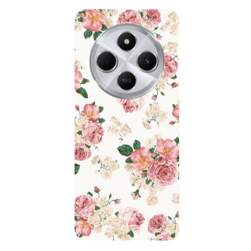 Xiaomi Redmi 14c Pink Flowers 2 Transparent Silicone TPU Θήκη