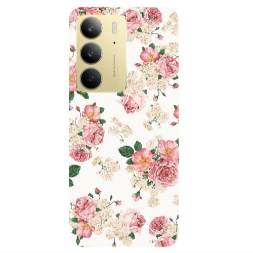 Realme C 75 Pink Flowers 2 Transparent Silicone TPU Θήκη