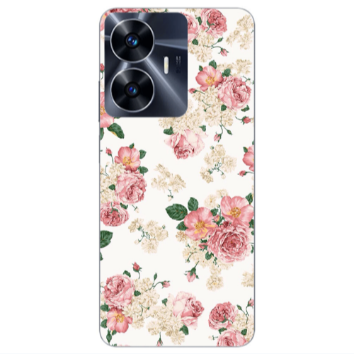 Realme Note 50 Pink Flowers 2 Transparent Silicone TPU Θήκη
